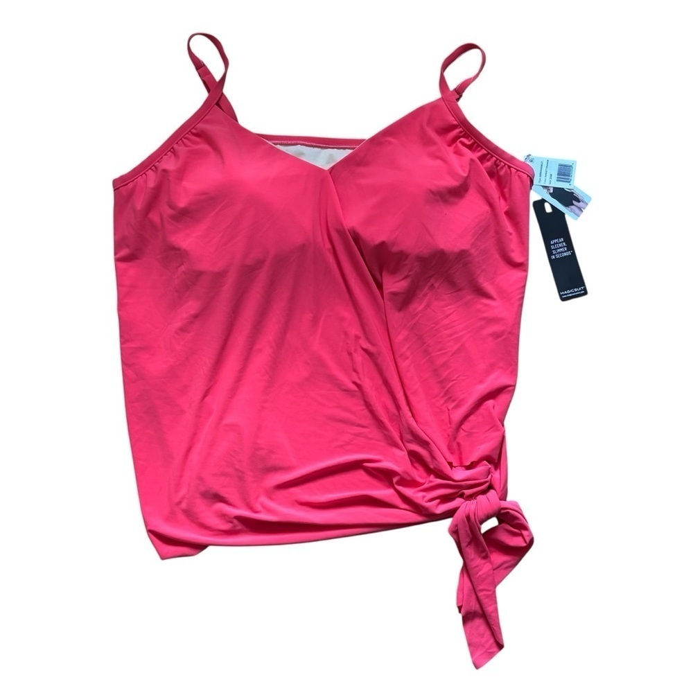 Magicsuit Solid Alex Tankini Top Sunset Orange Pink Womens Size 24W New With Tag - Picture 2 of 8